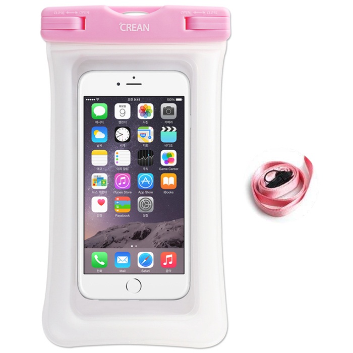 가성비갑 크레앙 물놀이용 스마트폰 에어쿠션 방수팩 CREAIRCUWPP, 핑크, 1개 추천해요