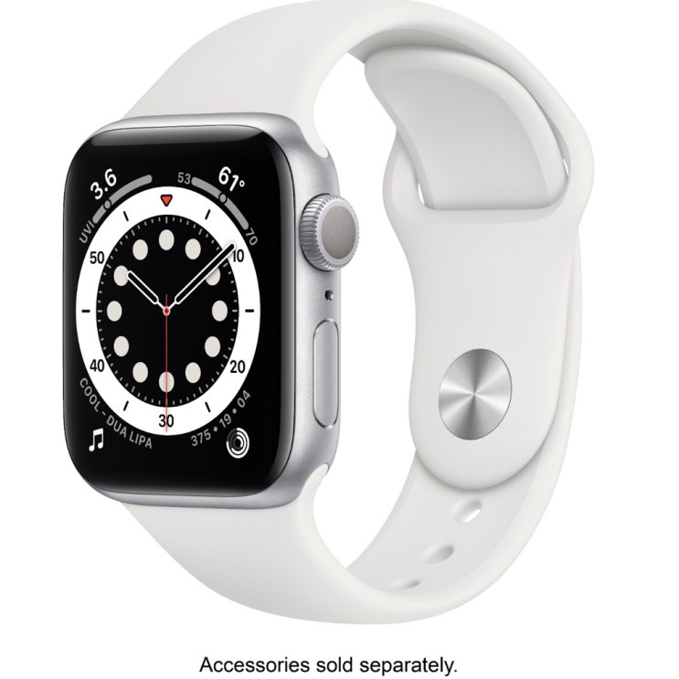 선택고민 해결 MG283LLA Apple Watch Series 6 (GPS) 40mm Silver Aluminum Case with White Sport Band Silver ·