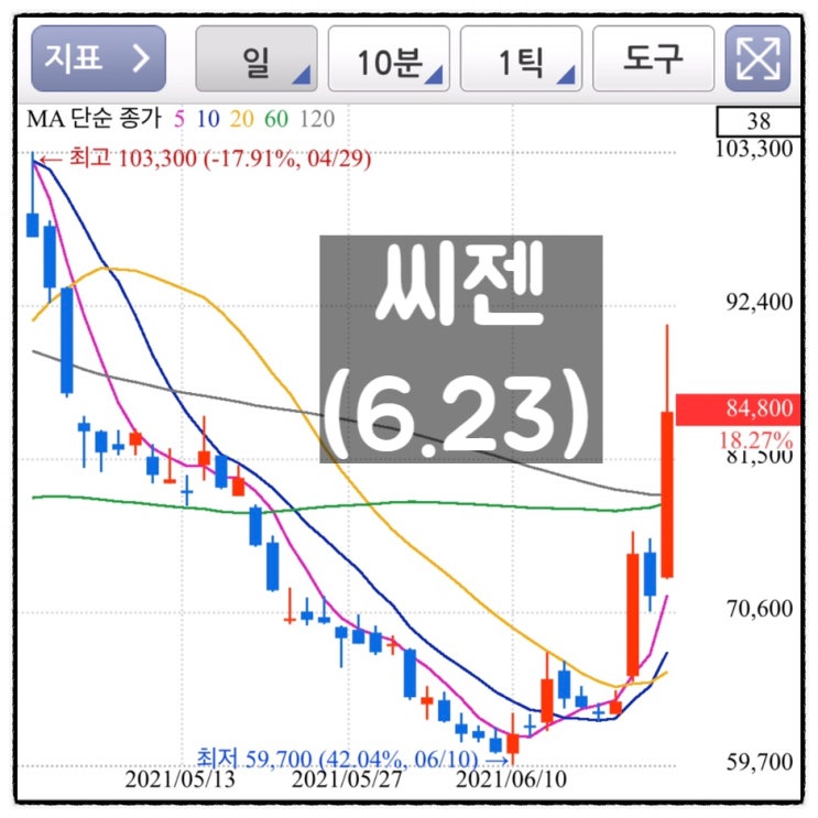  [미자의 주식일기] 씨젠(6.23)
