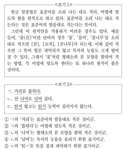  어법에 맞도록 함을 원칙으로 한다