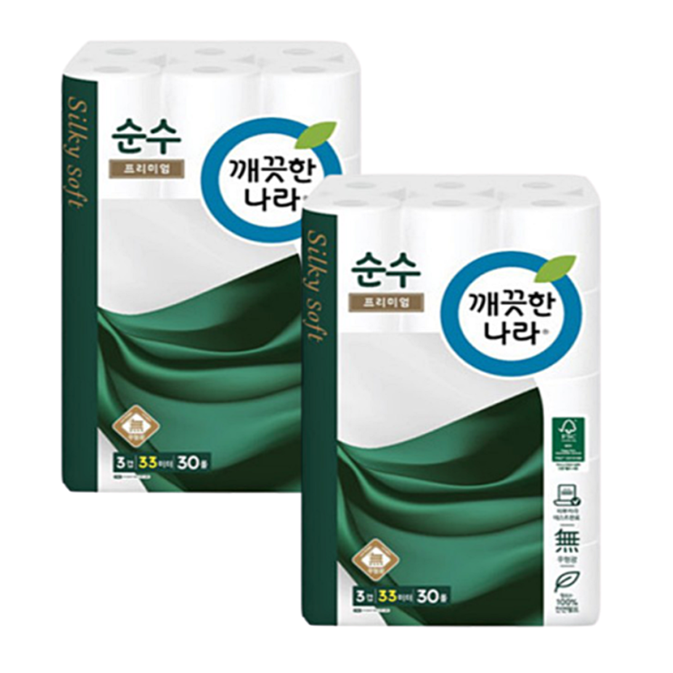 선택고민 해결 깨끗한나라 NEW 순수프리미엄 3겹 천연펄프 33m30롤 고급 화장지, 2팩, 30롤 추천합니다 선택고민 해결 깨끗한나라 NEW 순수프리미엄 3겹 천연펄프 33m30롤 고급 화장지, 2팩, 30롤 추천합니다