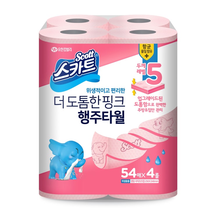 많이 팔린 스카트 더 도톰한핑크행주타월 54매, 4개입, 1팩 추천합니다