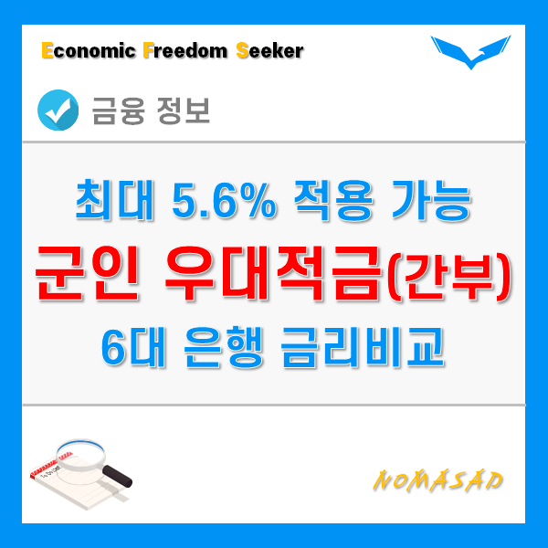 군인적금 은행별 상품 및 금리 비교 - 간부(직업군인편), 금리 최대 5.6%! 군인적금 은행별 상품 및 금리 비교 - 간부(직업군인편), 금리 최대 5.6%!
