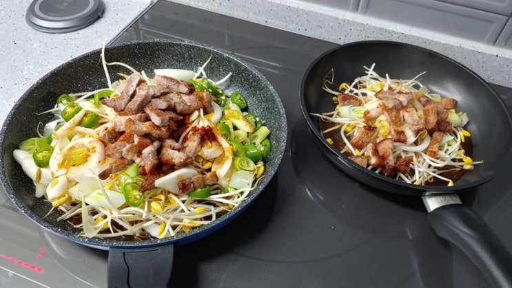  아빠표 요리, 아빠표 집밥, 삼겹살 콩불 : 아이들 입맛에 맞는 저녁식사 요리 콩나물 불고기, 아이들을 위한 2가지 종류의 콩불 동시에 만들기~_대한민국 아빠 육아