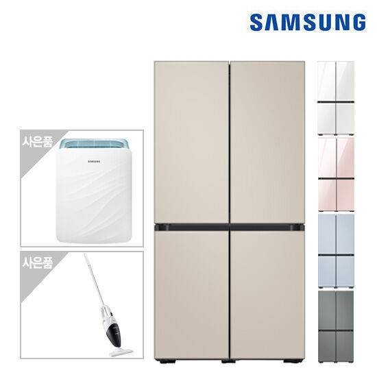  후기가 좋은 삼성 비스포크 냉장고 4도어(글라스) RF85T9003AP+삼성공기청정기+청소기, 색상:사틴스카이블루 좋아요