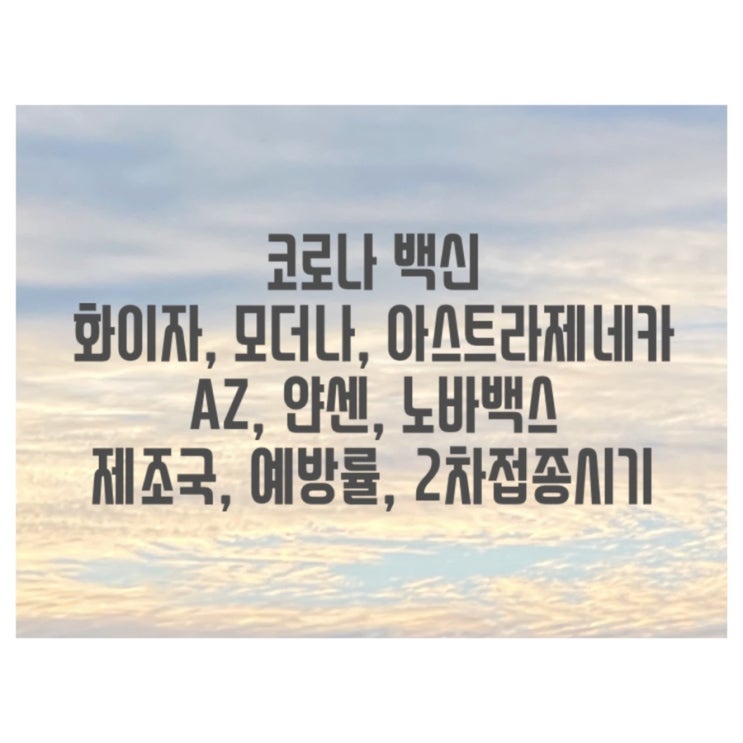 화이자, 모더나, 아스트라제네카 AZ, 얀센, 노바백스/ 코로나 백신 어느나라 제조국, 예방률, 접종간격 총정리