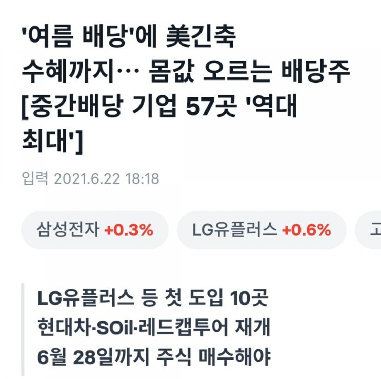  쏠쏠한 6월중간배당주 지금이라도 사볼까요?