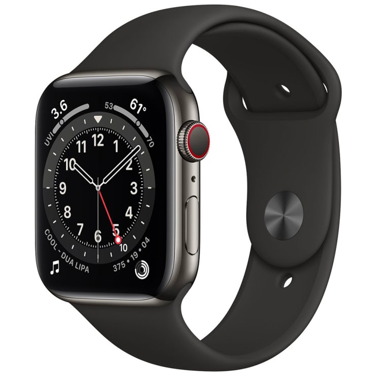 가성비 뛰어난 Apple 애플워치 6, GPS+Cellular, 그래파이트 스테인리스 스틸 케이스, 블랙 스포츠 밴드 ··· 가성비 뛰어난 Apple 애플워치 6, GPS+Cellular, 그래파이트 스테인리스 스틸 케이스, 블랙 스포츠 밴드 ···