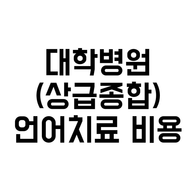  서울시 대학병원(상급종합) 언어치료 비용/위치
