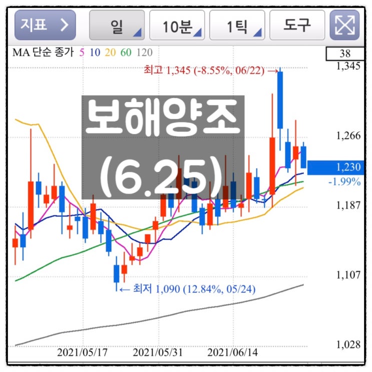  [미자의 주식일기] 보해양조(6.25)