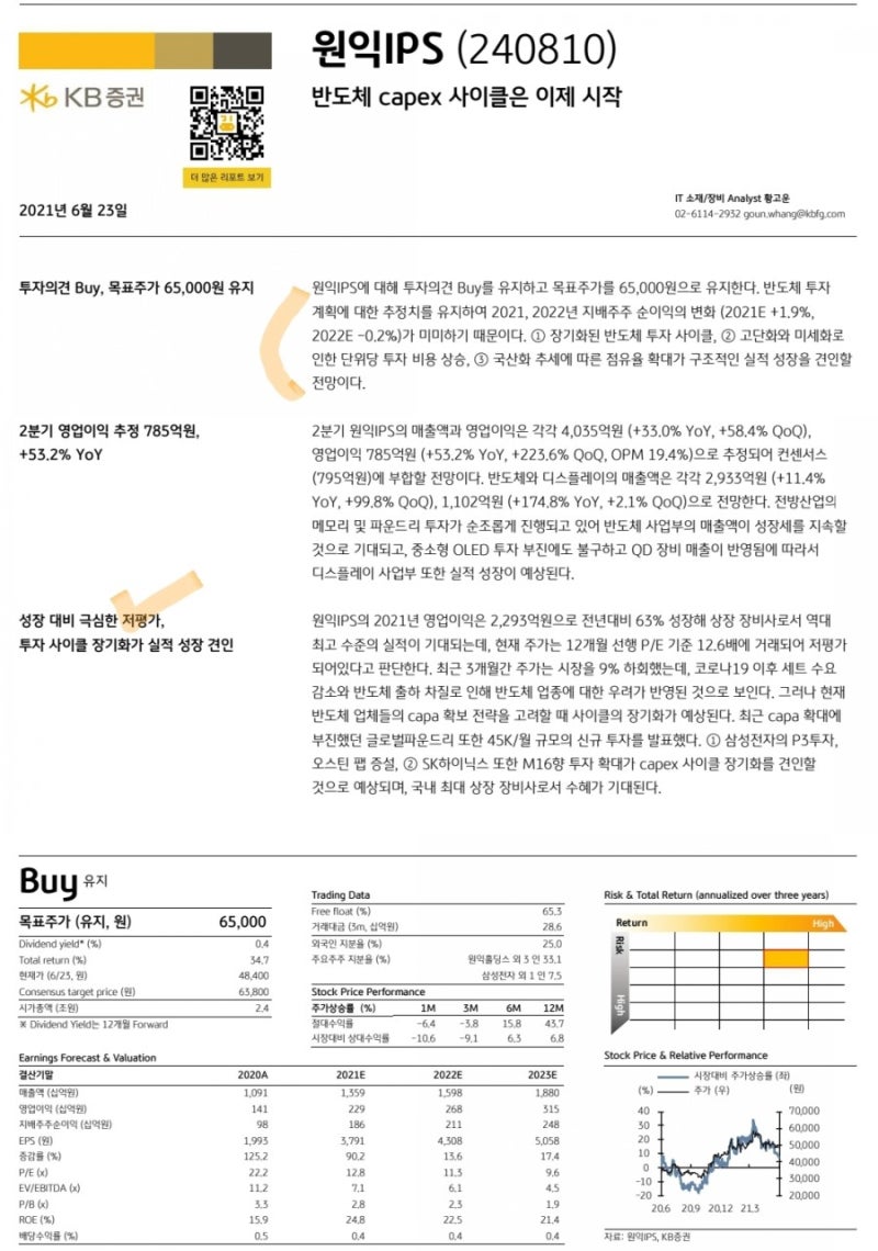반도체 장비 대장주 원익IPS 투자포인트 및 목표주가 확인 : 네이버 블로그