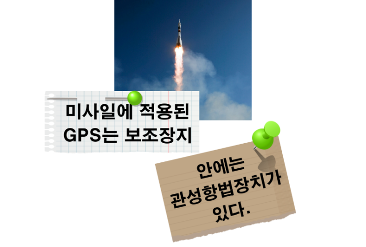 미사일에 적용된 GPS는 보조장지, 안에는 관성항법장치가 있다.