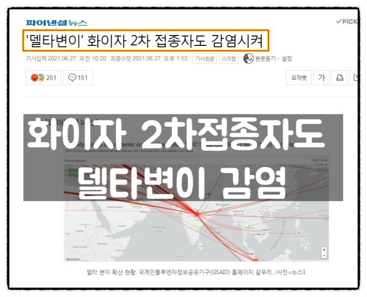  '델타변이' 우한폐렴 바이러스, 화이자 2차 접종자 감염