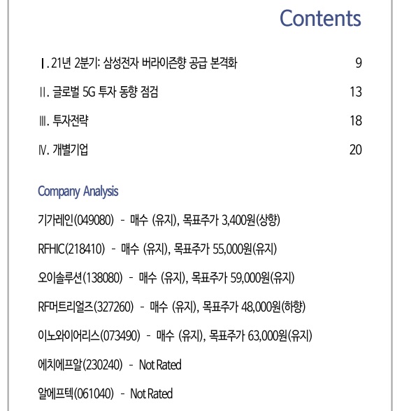 통신장비주 - 하반기 글로벌 5G 투자 재개 주목 ! 통신장비주 - 하반기 글로벌 5G 투자 재개 주목 !