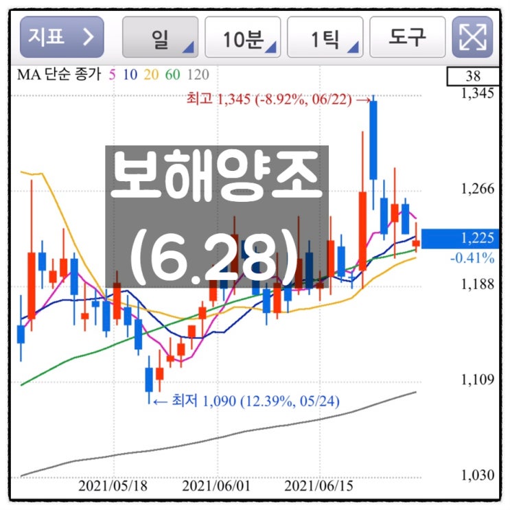  [미자의 주식일기] 보해양조(6.28)