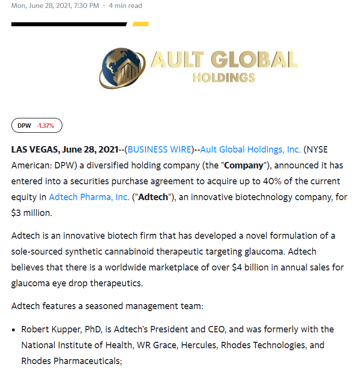 DPW Ault Global Holdings Inc. 얼트 글로벌 홀딩스 최근뉴스