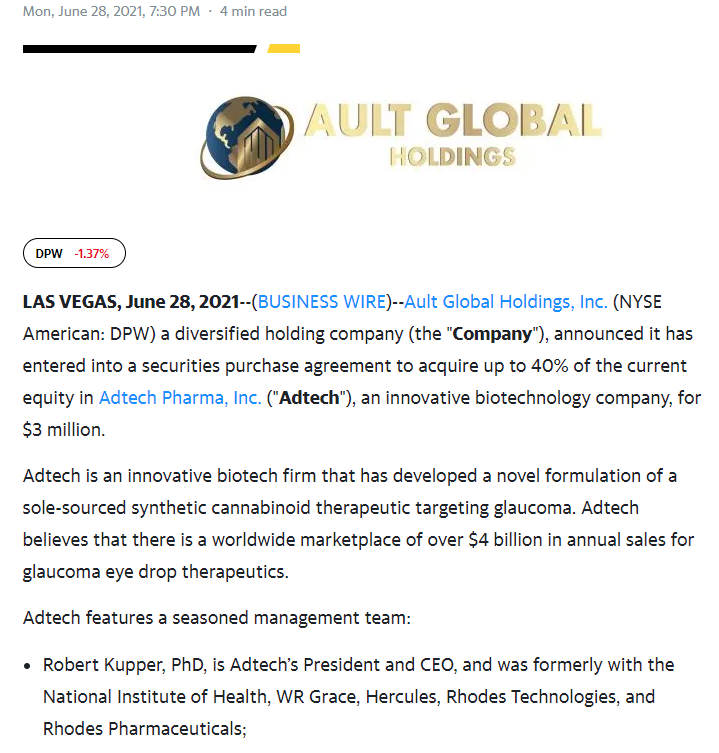  DPW Ault Global Holdings Inc. 얼트 글로벌 홀딩스 최근뉴스