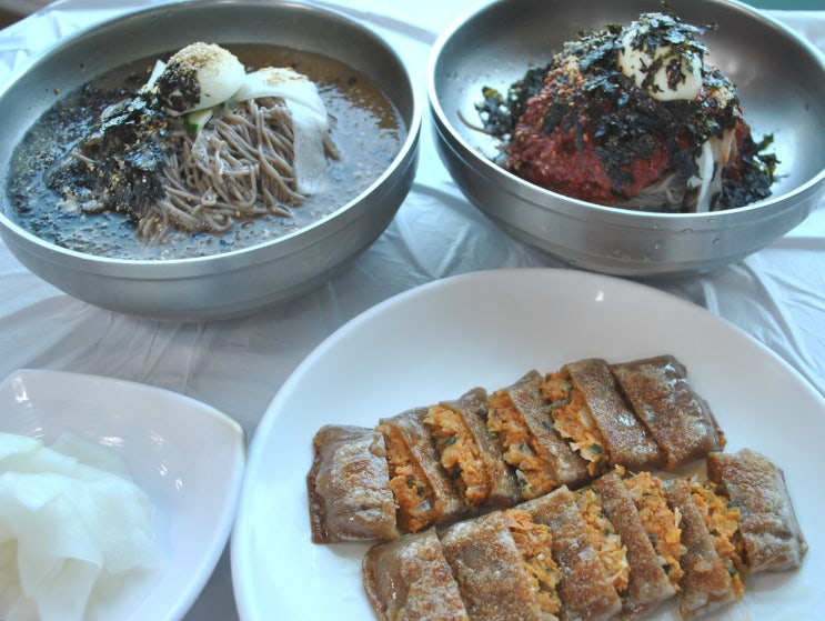  횡성맛집 구리뜰막국수 메밀전병과 물막국수 비빔막국수 맛본 후기