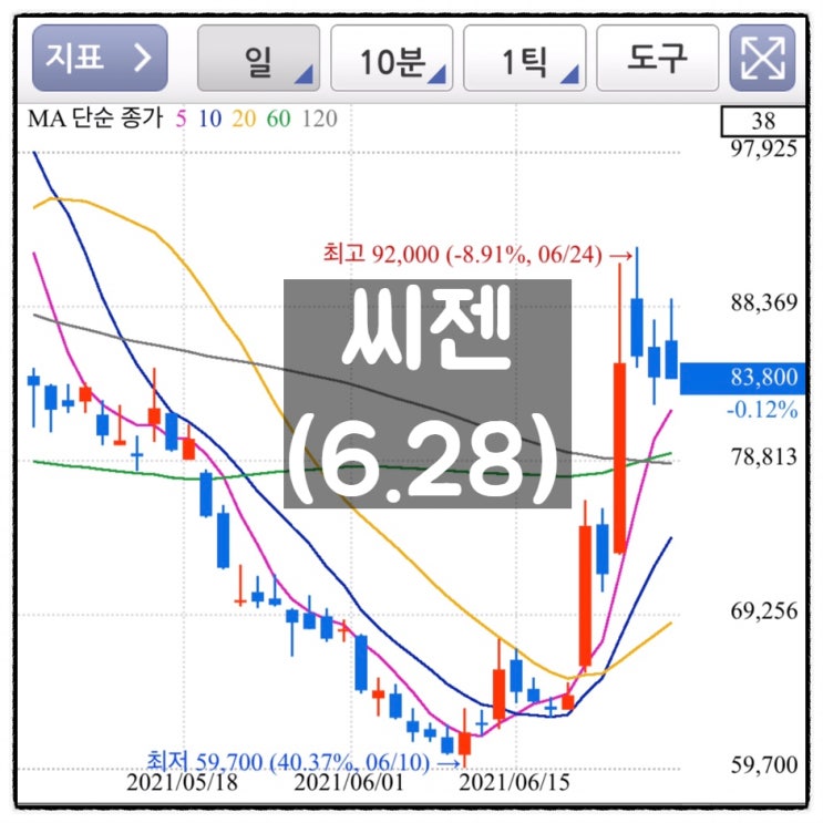  [미자의 주식일기] 씨젠(6.28)