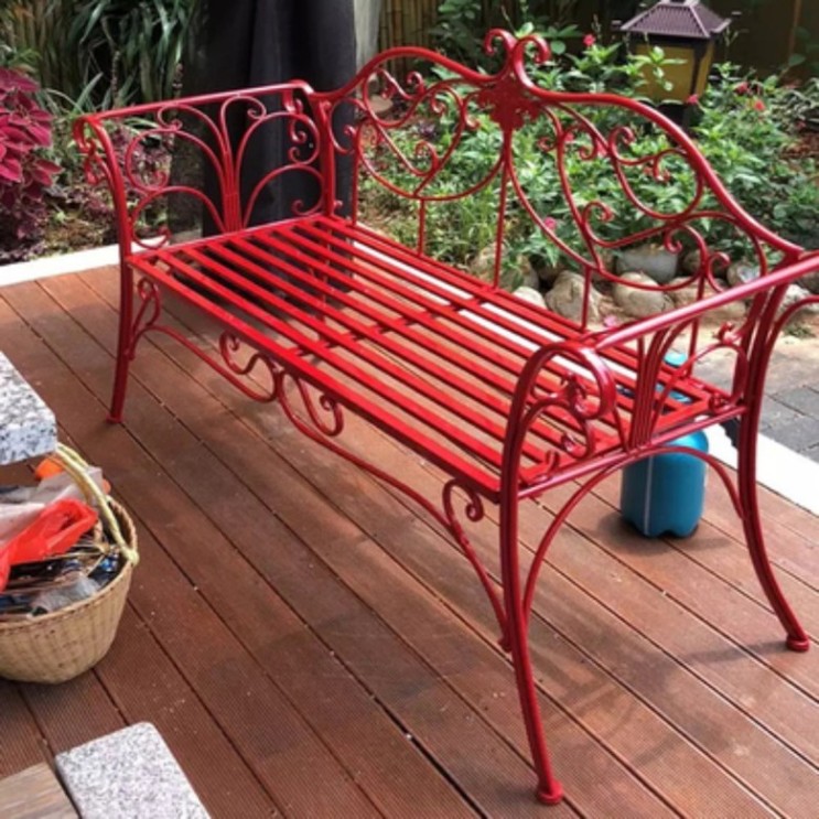 많이 팔린 정원 테라스 마당 빈티지 야외 인테리어 의자 철제 벤치, 차이나 레드 추천해요