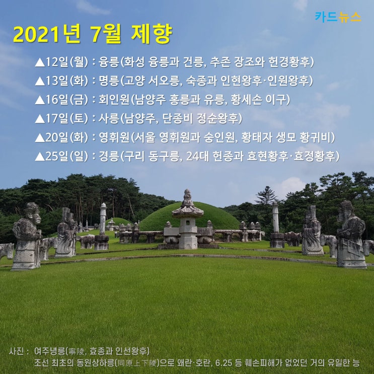  조선왕릉 제향  2021년 7월