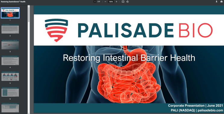  PALI Palisade bio inc. 팔리사드 바이오 나스닥 LB1148