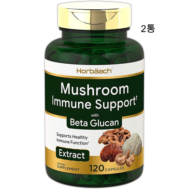 요즘 인기있는 Horbaach 2통 베타글루칸 500mg 120캡슐+버섯 추출물 영지버섯+노루궁뎅이버섯+표고버섯+잎새버섯, 120캡슐 추천해요