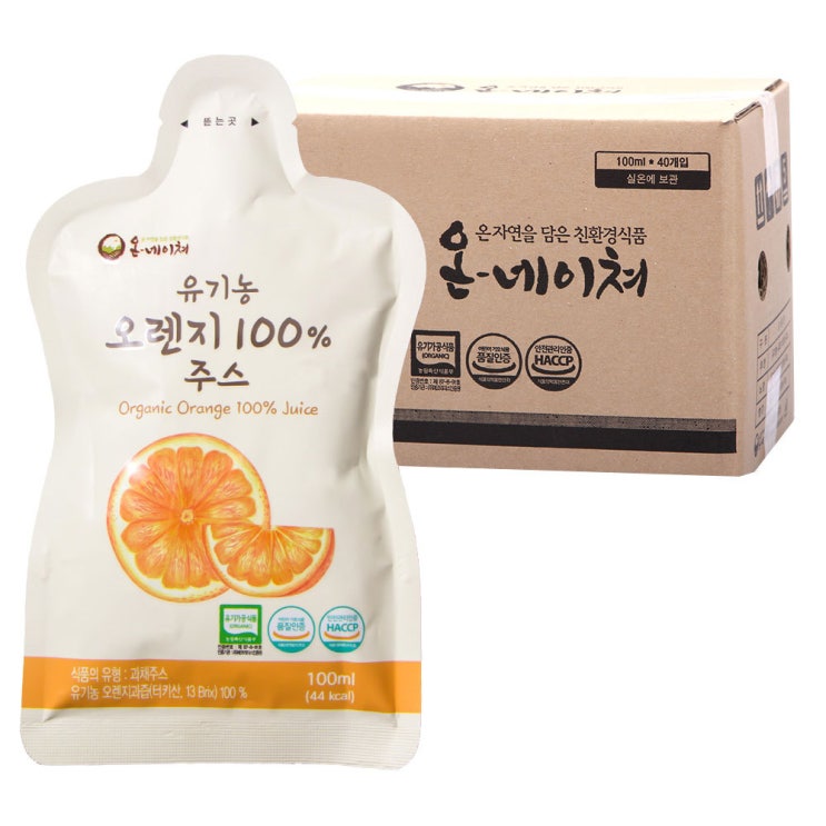 많이 찾는 온네이쳐 유기농 오렌지 100% 주스, 100ml, 40개입 좋아요