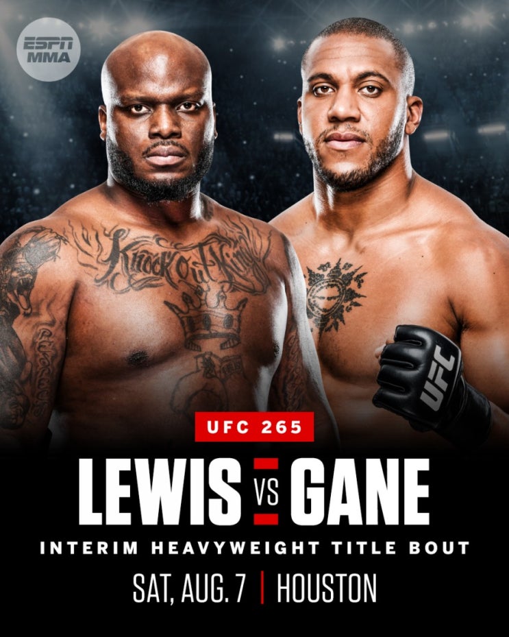 UFC 265: 데릭 루이스 vs 시릴 간 헤비급 잠정 타이틀전...충격에 빠진 은가누 UFC 265: 데릭 루이스 vs 시릴 간 헤비급 잠정 타이틀전...충격에 빠진 은가누