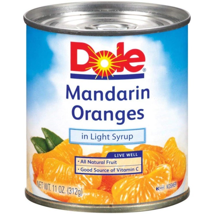 핵가성비 좋은 Dole 만다린 오렌지 통조림 인 라이트 시럽, 312g, 1개 좋아요 핵가성비 좋은 Dole 만다린 오렌지 통조림 인 라이트 시럽, 312g, 1개 좋아요