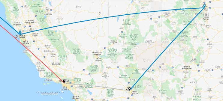  경로가 이뻐서, 2022년 5월 미서부 항공일주 63만원