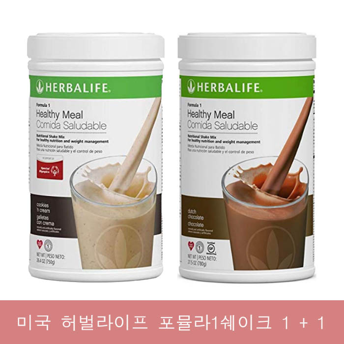 후기가 좋은 허벌라이프 미국 포뮬라1 쉐이크 1+1= 쿠키앤크림+ 더치 초콜렛, 2개 추천합니다