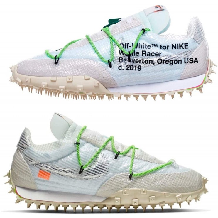 요즘 인기있는 [여성 스니커즈 245미리] [나이키] Off WHite W WAFFLE RACER / OW WHITE / BLACK-ELECTRICGREEN CD8180 추천합니다