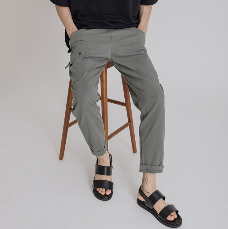  린넨카고 밴딩 와이드 롤업팬츠 진뱅크 의류 도매제작