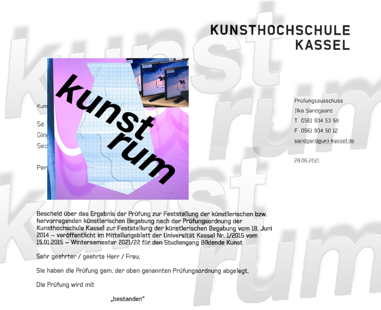  2021 2022 독일미대 최종합격 2명 순수미술전공 카셀미대 Kassel kunsthochschule
