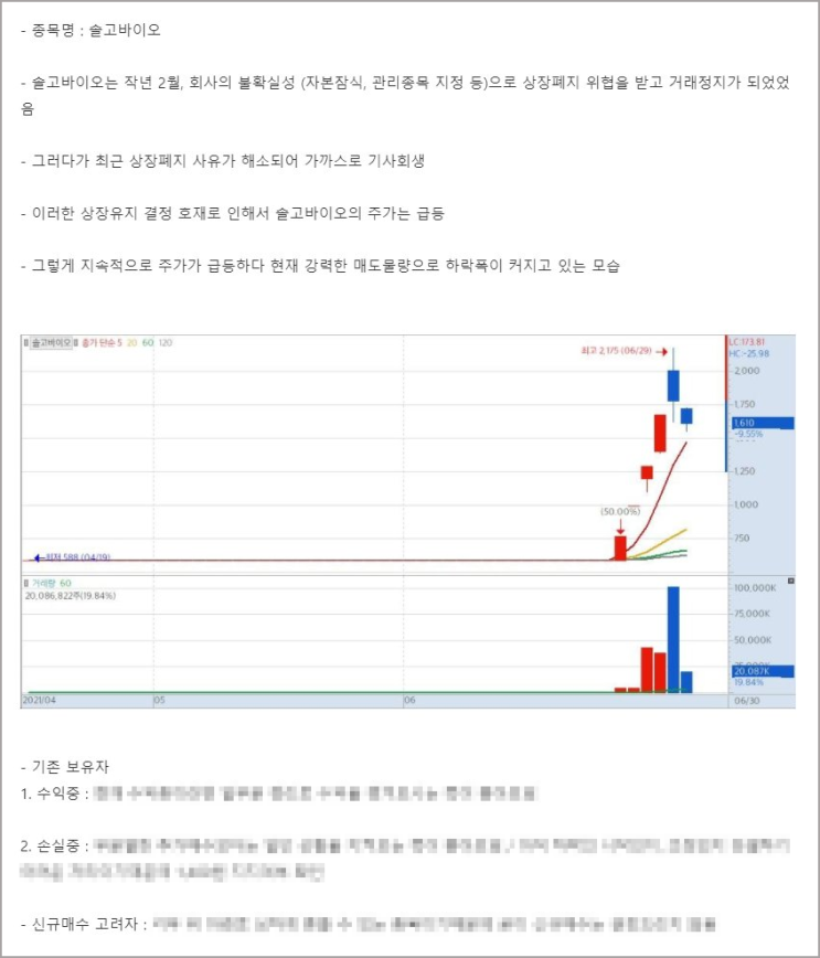 솔고바이오, 대응전략은 세우고 매매하시나요?