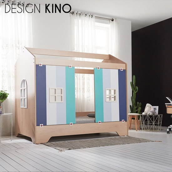 요즘 인기있는 디자인키노 슈에뜨 하우스타입 어린이 침대 C형, 오크/화이트/노블콰이어매트리스 추천합니다