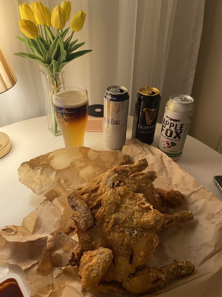  옛날통닭!! 너무 맛있었어요ㅠㅠ옛날통닭 칼로리 알아보아요! 크리스피치킨보단 낫겠죠??(feat.호가든 기네스 더티호)