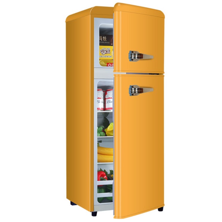 당신만 모르는 가정용술냉장고 레트로 미니냉장고 1도어 2도어 75L 90L 118L 138L 인테리어, 엘로우4 ···
