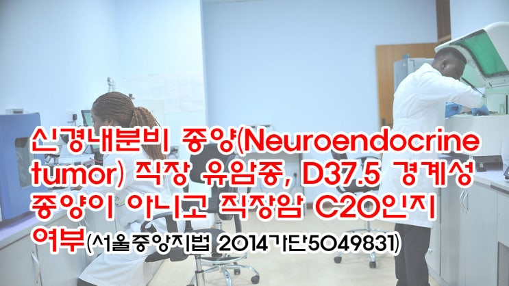 (유134) 신경내분비 종양(Neuroendocrine tumor) 직장 유암종, D37.5 경계성 종양이 아니고 직장암 C20인지 여부(서울중앙지법 2014가단5049831)