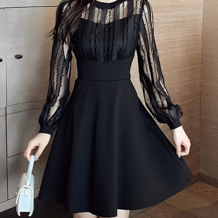  가성비 좋은 [세인트이브] 8531 뒷지퍼 시스루 예쁨가득 원피스 추천해요