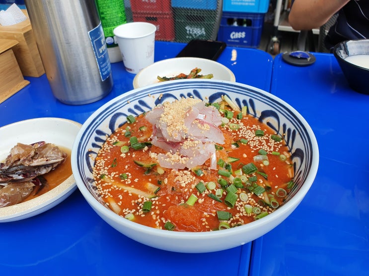  먹골역에 위치한 물회와 해물파전을 맛있게 먹었던 연안식당