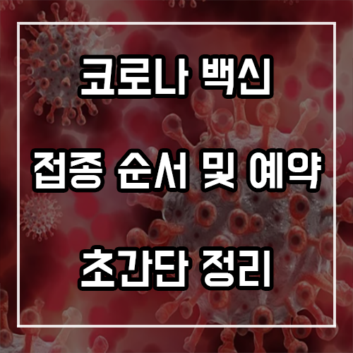 코로나 백신 접종 순서 및 예약 초간단 정리 코로나 백신 접종 순서 및 예약 초간단 정리