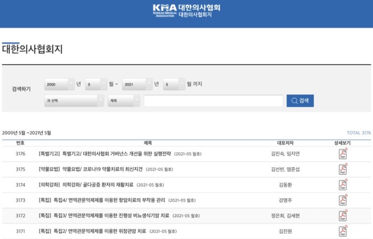  약물치료 공부 관련 학술지 추천 - 대한의사협회지