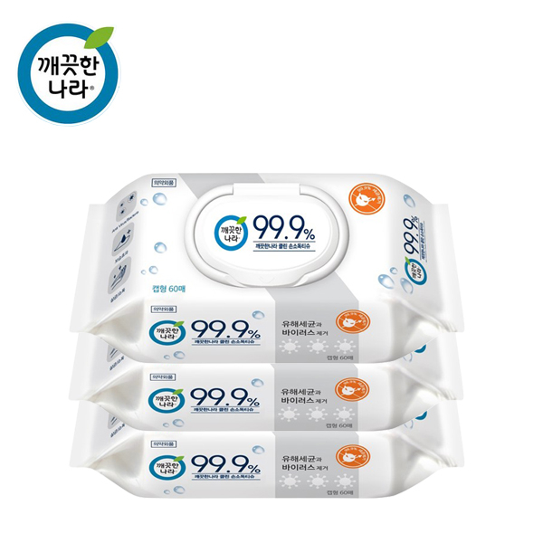 인기있는 깨끗한나라 99.9% 손소독 물티슈 휴대용, 60매, 3개 좋아요 인기있는 깨끗한나라 99.9% 손소독 물티슈 휴대용, 60매, 3개 좋아요