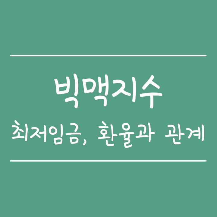 빅맥지수와 최저임금, 환율, 물가와의 관계 (일물일가 법칙, 한국 순위) 빅맥지수와 최저임금, 환율, 물가와의 관계 (일물일가 법칙, 한국 순위)