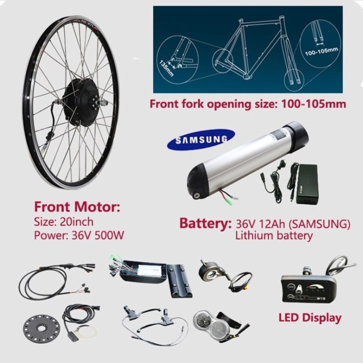 선호도 높은 EU RU 면세점 없음 36V 500W eBike 변환 키트 36V12AH 삼성 배터리 e 자전거 전기 자전거 키트 전면 허브 모터 휠 | 전기 자전거 | - 알리 익