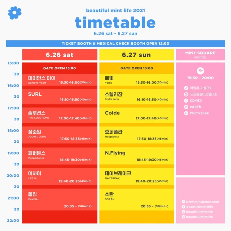 뷰티풀 민트 라이프 2021년 뮤직 페스티벌 개최...
