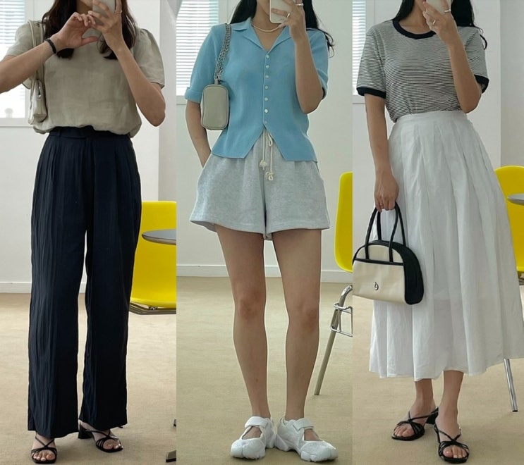  짧굵 여름룩북 / 여섯가지 미니백과 함께한 일주일 데일리룩 (그로브스토어,얼바닉30,메베,모네마켓,마지셔우드,미닛뮤트,플로르 가방)