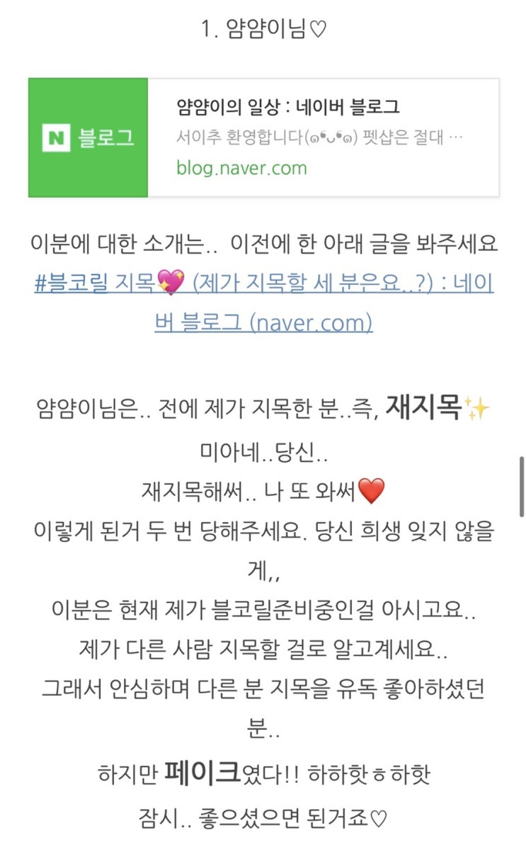  블코릴 두번째 지목! 블코릴을 가장한 사이버불링이 의심됩니다